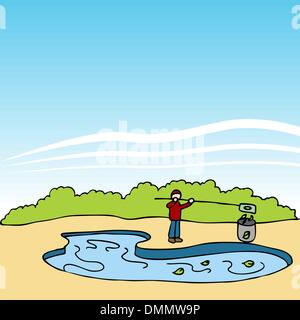 Pool Guy Removing Leaves Stock Vector