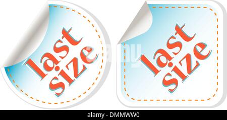 Last size clothing labels set. vector sticker Stock Vector