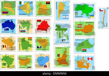 The set of the stamps with different countries Stock Vector Image & Art ...
