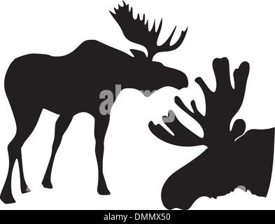 set of the silhouettes of the moose Stock Vector