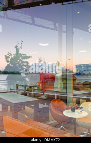 Germany, Hamburg, Hafencity, Lagnese cafe in Unilever house Stock Photo