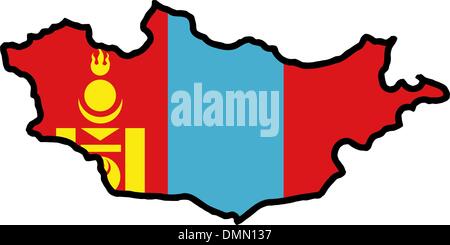 Map in colours of Mongolia Stock Vector