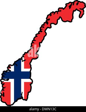 Map in colours of Norway Stock Vector