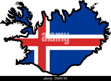 Map in colours of Iceland Stock Vector
