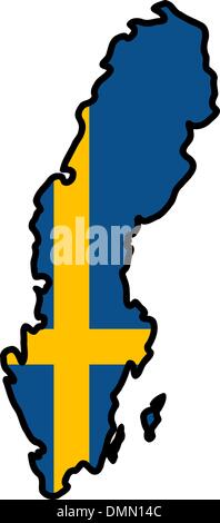 Map in colours of Sweden Stock Vector