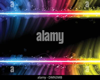 Disco Abstract Colorful Waves on Black Background Stock Vector