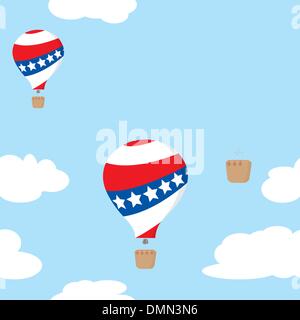 Seamless pattern with patriotic hot air balloons Stock Vector