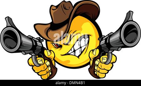 Cowboy Smiley Face Vector Illustration Stock Vector