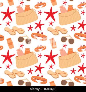 Seamless beach accessories pattern Stock Vector