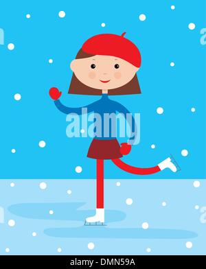 Girl on a skating rink Stock Vector