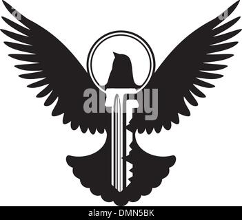 Dove with key Stock Vector