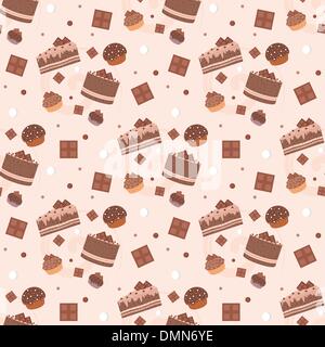 Seamless chocolate cakes pattern Stock Vector