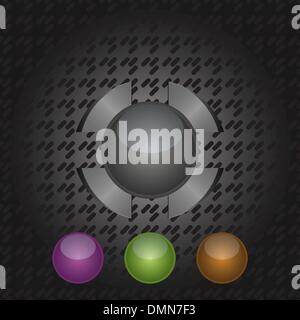 Abstract design transparent buttons on dark metallic background Stock Vector