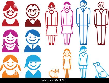 family icon set, vector Stock Vector