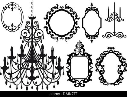 frames and chandelier, vector Stock Vector