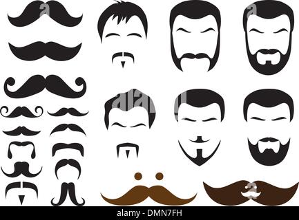 mustache and beard styles, vector Stock Vector