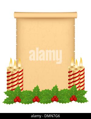 Parchment scroll empty Christmas letter with Santa hat in cartoon style ...