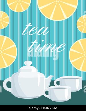 Card. Menu Tea service Stock Vector