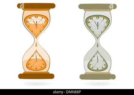 Hourglass with Wall Clocks Stock Vector
