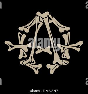 anarchy symbol is made of bones Stock Vector