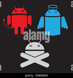 Android Robot Different Versions Of The Appearance Stock Vector