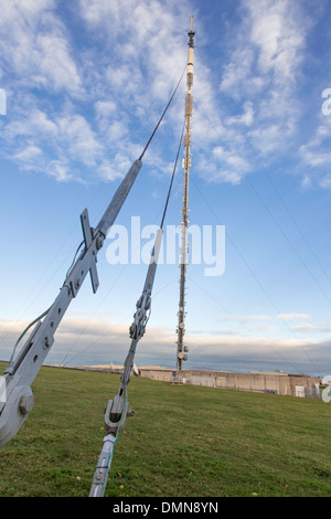 Marcle Ridge UHF transmitter and one of its twelve stay-lines, Herefordshire, England, UK Stock Photo