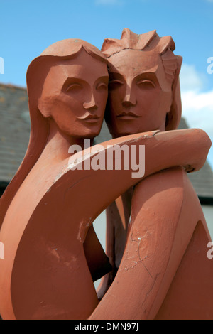 The lovers sculpture in the courtyard of the 'Old Blacksmith's Shop' in Gretna Green, Scotland, Great Britain, UK Stock Photo