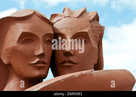 Detail of the lovers sculpture in the courtyard of the 'Old Blacksmith's Shop' in Gretna Green, Scotland, Great Britain, UK Stock Photo