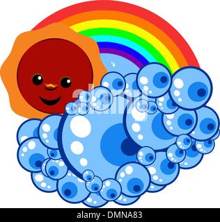 Sunny with cloud and rainbow Stock Vector