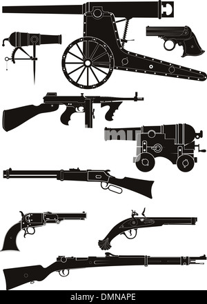 silhouettes of classic firearms Stock Photo