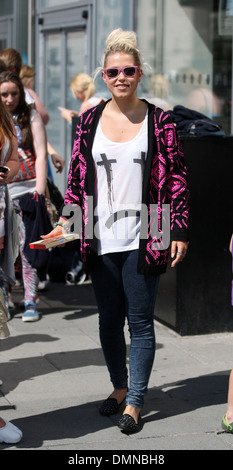 Amelia Lily meets fans outside Juice FM studios in Liverpool while out promoting her debut single 'You Bring Me Joy' Liverpool Stock Photo