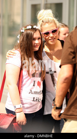 Amelia Lily meets fans outside Juice FM studios in Liverpool while out promoting her debut single 'You Bring Me Joy' Liverpool Stock Photo