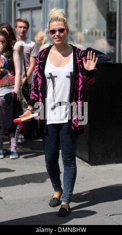 Amelia Lily meets fans outside Juice FM studios in Liverpool while out promoting her debut single 'You Bring Me Joy' Liverpool Stock Photo