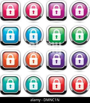 vector set of icons with locks Stock Vector