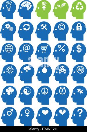 head icon set, vector