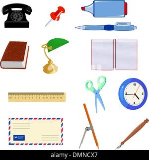 Set of different office objects Stock Vector