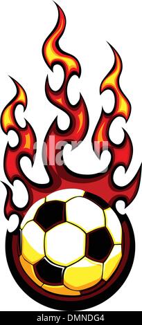 Soccer Flaming Ball Vector Illustration Stock Vector