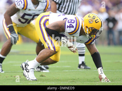 12 September 2009: LSU defensive lineman Rahim Alem (84) lines up for the play. The LSU Tigers defeated the Vanderbilt Commodores 23-9 at Tiger Stadium in Baton Rouge, LA. (Credit Image: © Southcreek Global/ZUMApress.com) Stock Photo