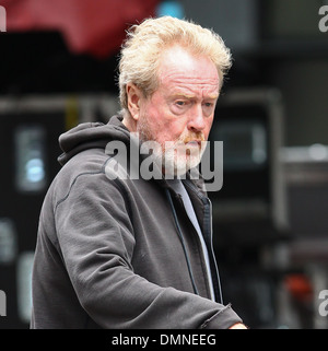 Sir Ridley Scott on film set of his new movie 'The Counselor' on location in London story is about a lawyer finds himself in Stock Photo