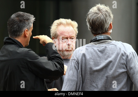 Sir Ridley Scott on film set of his new movie 'The Counselor' on location in London story is about a lawyer finds himself in Stock Photo