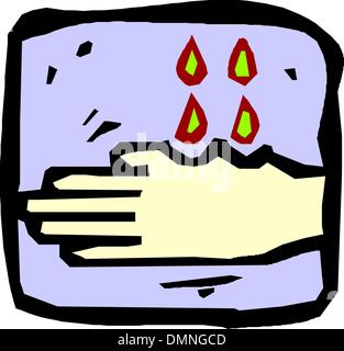 Hands washing with soap and water drops vector design Stock Vector ...