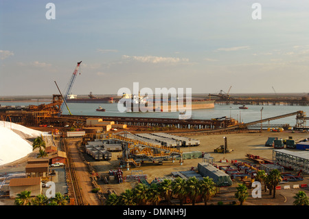 Loading ships at Port Hedland, Western Australia. Stock Photo