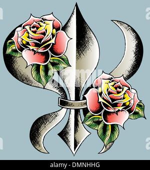 classic shield with rose Stock Vector