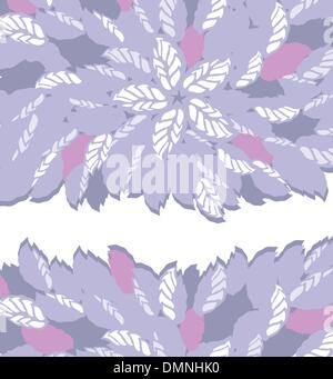 Purple and pink flower and leaves borders Stock Vector