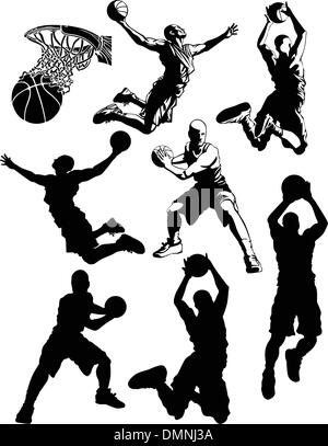 Basketball Silhouettes of Men Stock Vector