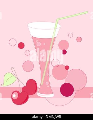 glass with cherry juice Stock Vector