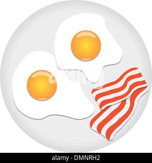 Fried eggs and bacon on plate Stock Vector