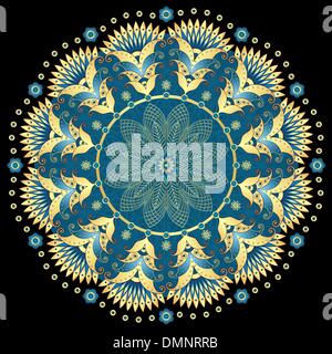 Christmas gold-blue frame Stock Vector