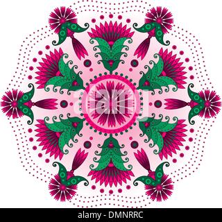 Floral vintage round frame Stock Vector