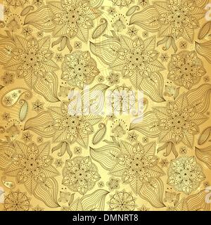 Gold lacy seamless pattern Stock Vector